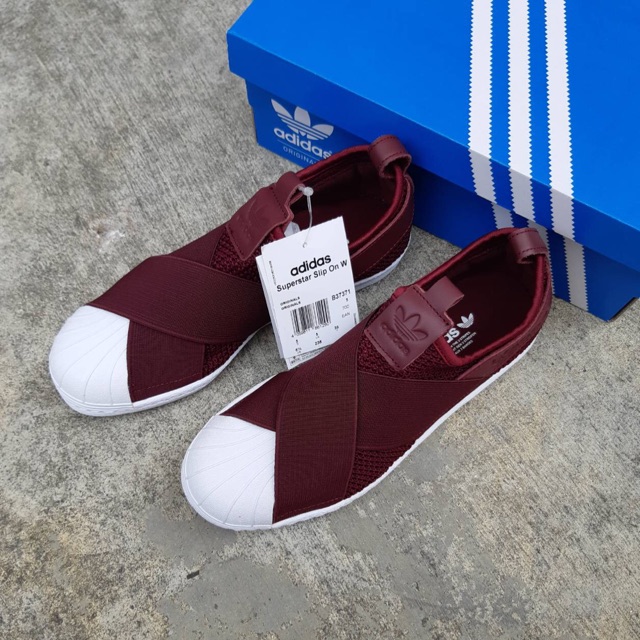 adidas superstar slip on burgundy