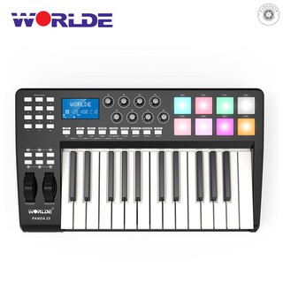 Worlde Panda25 - Key Usb Midi แป้นพิมพ์ควบคุม 8 Rgb มีสีสันพร้อมสาย Usb