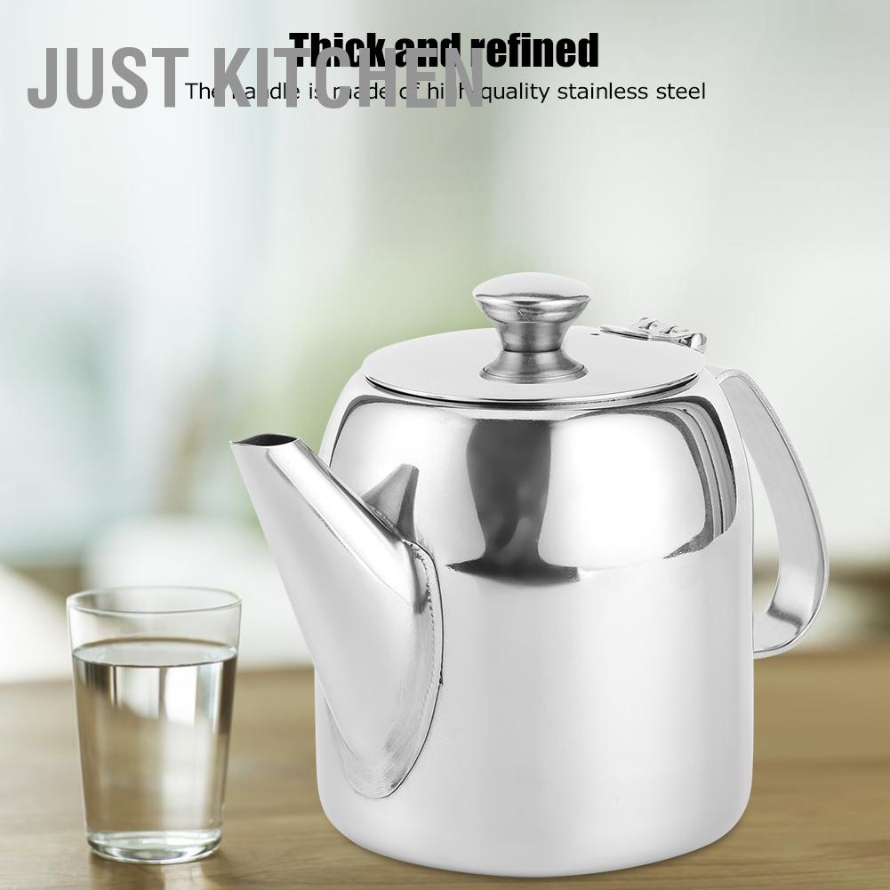 Just Kitchen Coffee Pot Teapot Stainless Steel Kettle Cold Water Jug Short Spout for Hotel Restaurant