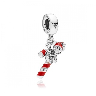 [พร้อมส่ง สินค้าแท้ 💯] Pandora Disney Santa Mickey Candy Cane Pendant Charm