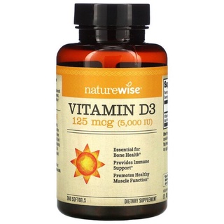 [ พร้อมส่ง ]🇺🇸NatureWise, Vitamin D3, 125 mcg (5,000 IU), 90 Softgels🇺🇸