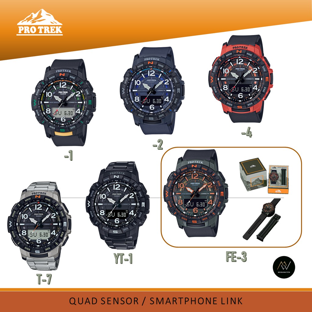 แท้100% นาฬิกา Casio Protrek รุ่น PRT-B50-1(-2,-4),PRT-B50T-7, PRT-B50YT-1,PRT-B50FE-3  รับประกัน 1ป
