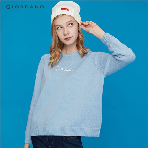 GIORDANO WOMEN Thick embroidery long-sleeve sweater 91359862