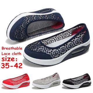 Women mesh Casual Wedges Shoes Shoes รองเท้าผ้าใบลำลองน้ำหนักเบาสำหรับผู้หญิง Sports Breathable Platform Shoes