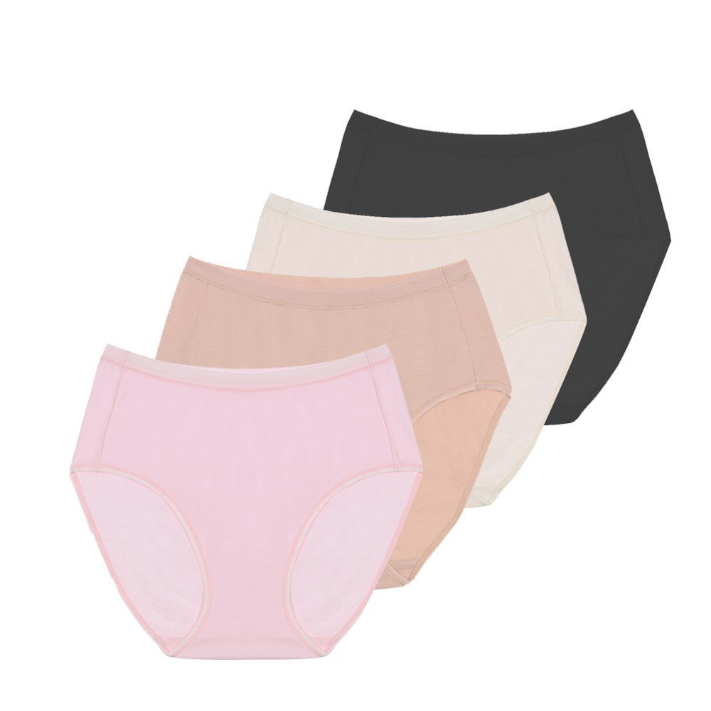 B'me กางเกงในผ้า Cotton รุ่น ME7A81  (แพ็ก 4 ตัว : สีดำ สีครีม สีชมพู สีนู๊ด) PS3v