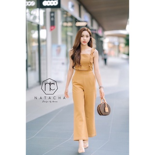 NATACHA  Set  เสื้อคอปเสริมฟองน้ำสายจับจับระบาย แมตกางเกงขายาวกระบอก เย็บโชว์ตะเข็บงานสวยมากๆคะ