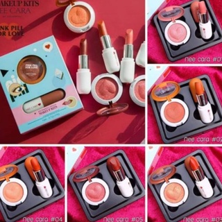 NEE CARA Eyeshadow&amp;Lipstick Makeup Kits Pink Pill for Love**ของแท้ พร้อมส่ง