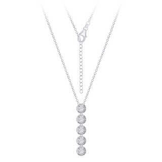 SILVER THAI  Cubic zirconia necklace silver linear round design  สร้อยคอแท้925จี้เป็นรูปวงกลมเป็นเส้นตรง