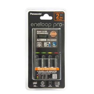 แท่นชาร์จ​ eneloop Pro Charger 2hr แท่นดำ + eneloop Pro AA 4 ก้อน รุ่นปัจจุบันเป็นแพคเกจ ที่ไว้จำหน่ายที่โซนยุโรป