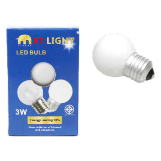 ET.LIGHT หลอด LED ทรงปิงปอง ขาวขุ่น 3W ขั้ว E27 สำหรับประดับตกแต่ง งานเทศกาล แสง Warm White โล๊ะ