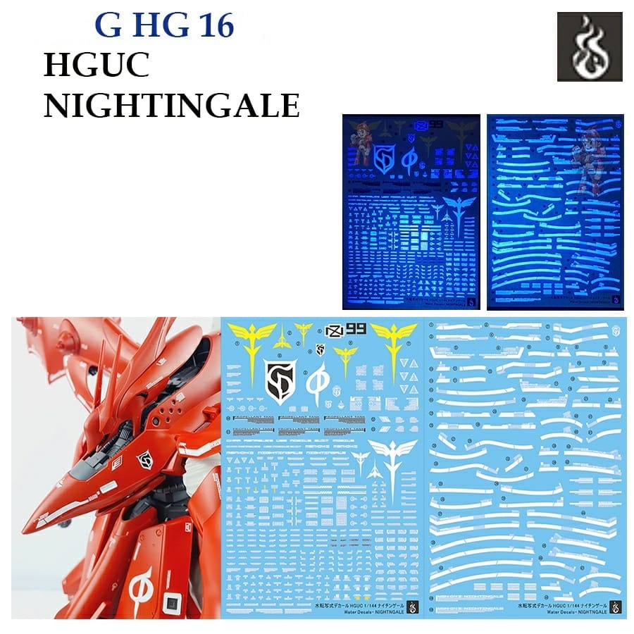 ดีคอลน้ำ  [GHOST] HG 16 A/B/C HGUC NIGHTINGALE MSN 0411 Fluorescent Water Decal GHG16 GHG HG16