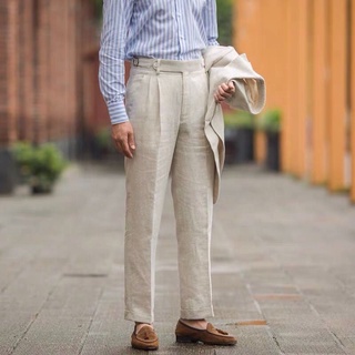 KINGMAN handmade tailored Linen Trouser กางเกงสั่งตัด สั่งตัดกางเกง ที่นี้ที่เดียว ตัดตามสัดส่วนได้ กางเกงขายาว