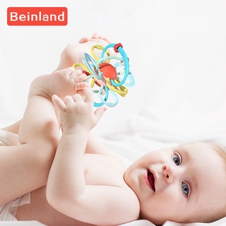 Beinland แมนฮัตตัน ด้ามจับลูกบอลยางกัด ฟันกราม ติดเด็ก 4-6 เดือน ของเล่นซิลิโคนเคี้ยวปลอบโยนของเล่นกัดและต้ม