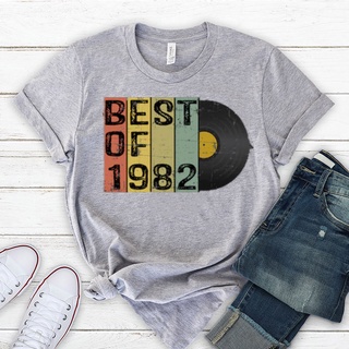 【100% cotton】เสื้อยืดแขนสั้น ผ้าฝ้าย พิมพ์ลายกราฟฟิค Best of 1982 40th Birthday สําหรับผู้หญิง