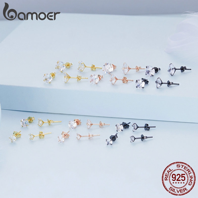 Bamoer زوج حلق فضة 925 بالزركون — صورة 2