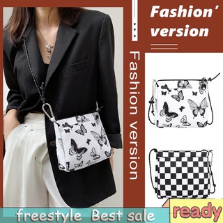 กระเป๋าสะพายแฟชั่นสตรีขนาดเล็กพิมพ์ลายผีเสื้อ Crossbody Crossbody