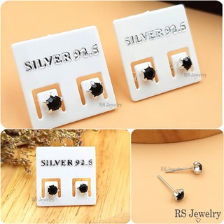 ต่างหูเงินแท้ ต่างหูเพชรดาว เงินแท้ Silver925 ตุ้มหูน่ารัก ต่างหูแฟชั่น ต่างหูเตยดาวเพชรดำ ต่างหู เครื่องประดับเงินแท้