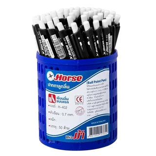 Horse (ตราม้า) ปากกาลูกลื่น ปากกา รุ่น H-407 หมึกน้ำเงิน / ดำ / แดง ขนาดหัว 0.5 มม (1 ด้าม)