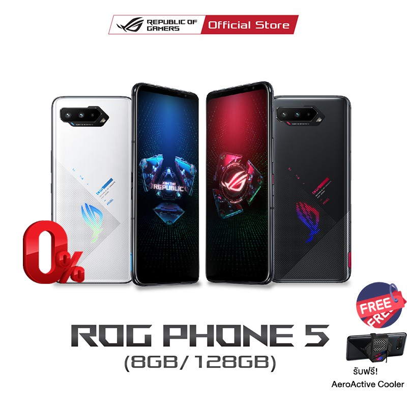 [โค้ด ARSOUGS] ASUS ROG PHONE 5 Mobile Phone ( โทรศัพท์มือถือ ) BK/WH 5G Android11 Snapdragon 888 OctaRAM8GB ROM128GB