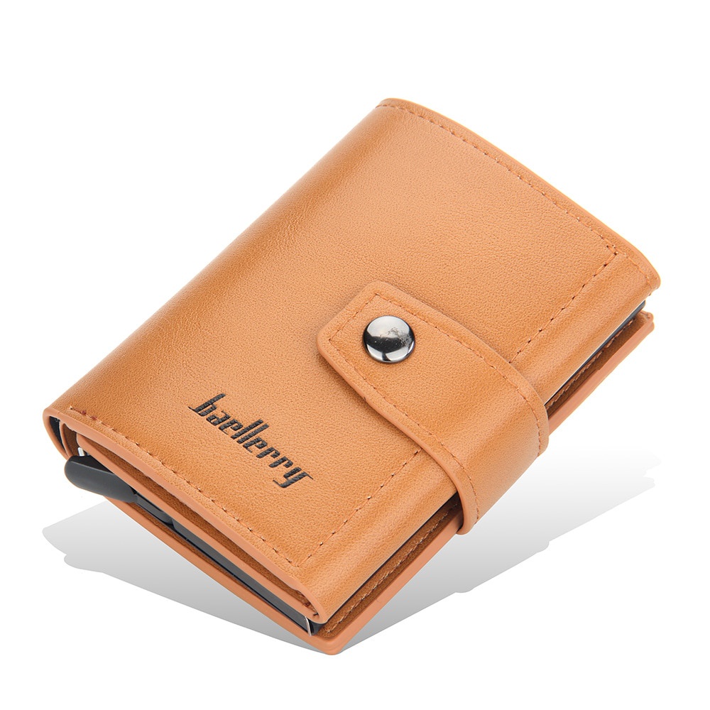 RFID Blocking Protection Men ID ผู้ถือบัตรเครดิตกระเป๋าสตางค์หนังโลหะอลูมิเนียม Business Bank Card Case CreditCard Cardholder