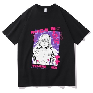 เสื้อยืดผู้ เสื้อยืด ผ้าฝ้าย 100% พิมพ์ลายอนิเมะ Darling In The Franxx สไตล์ฮาราจูกุ สําหรับผู้ชาย S-5XL