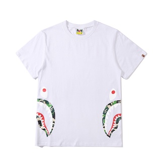HH Hot-Sale BAPE street brand shark stitching T-shirt เสื้อยืดคอกลม