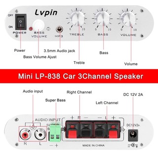 12V 200W 2.1D เพาเวอร์แอมป์ เครื่องเสียงรถยนต์ แอมป์ขยายเสียง