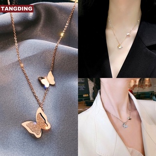 【COD Tangding】Non Fading Butterfly Necklace Short Style Bone Chain for Women Silver Gold Color Fashion Accessories