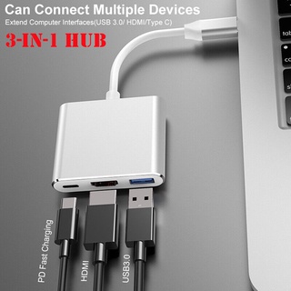 3-in-1 ฮับ USB C พร้อมอะแดปเตอร์ 4K HDMI Type C PD 100 W USB 3.0 สําหรับ Macbook iPad Samsung TV