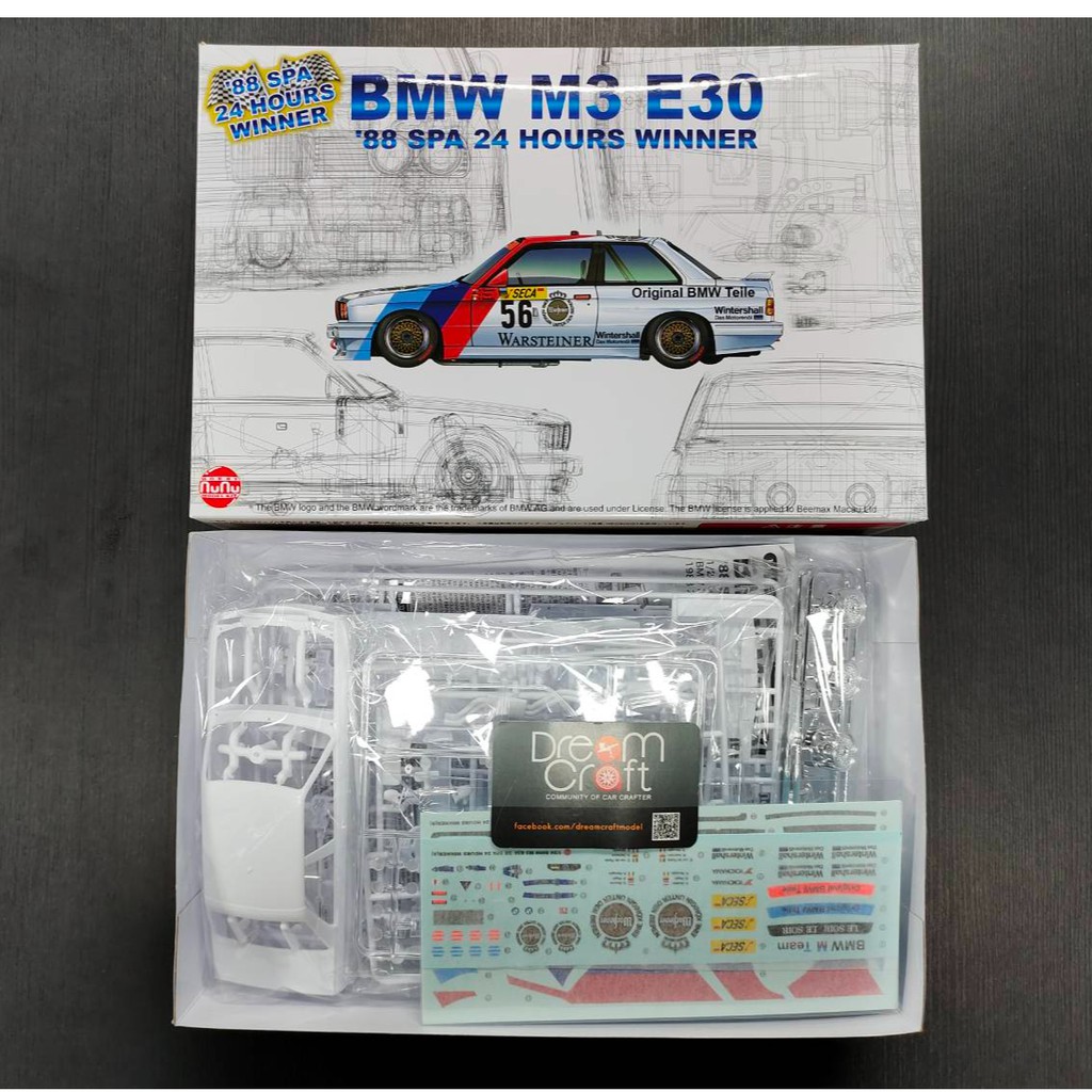 NUNU 1/24 BMW M3 E30 '88 SPA 24 HOURS WINNER (โมเดลรถยนต์ Model DreamCraft)