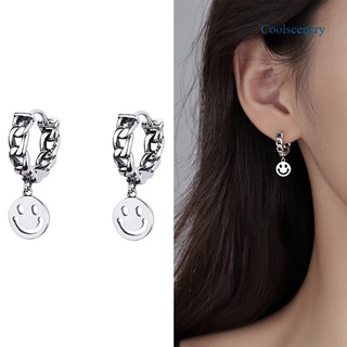 Coolscenery 925 Sterling Silver Smiley Face Drop Earrings for Women Trendy Elegant Birthday Party Jewelry Gifts