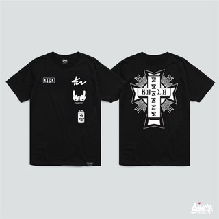 เสื้อยืดลาย รุ่น Kick ดำ ( ลิขสิทธิ์แท้ ) แขนสั้น เสื้อยืดชาย หญิง M L XL 2XL  TS