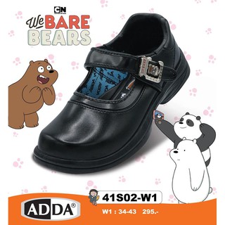 รองเท้านักเรียน Adda S02 หนังดำ รองเท้านักเรียนหญิง ลายหมี Bear  เบอร์ 34-43 (สินค้าพร้อมส่ง)