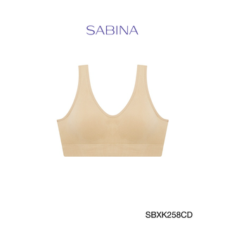 Sabina เสื้อชั้นใน Invisible Wire (ไม่มีโครง) รุ่น Soft Collection รหัส SBXK258CD สีเนื้อเข้ม