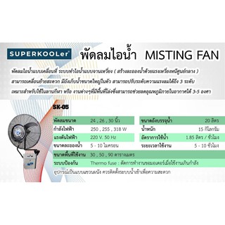 พัดลมไอน้ำแบบติดผนัง misting fan รุ่น SK-05