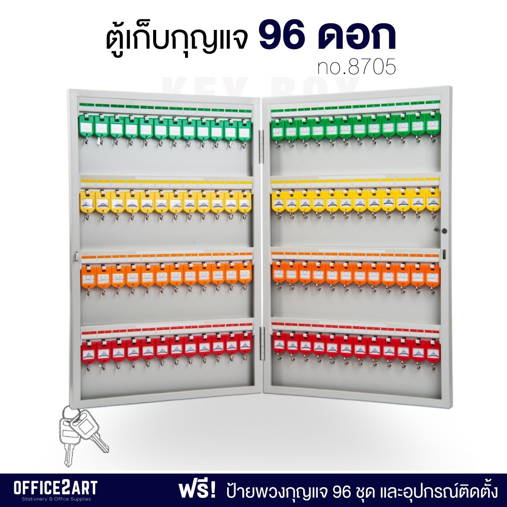 ตู้กุญแจ ตู้เก็บกุญแจ 96 ดอก (พร้อมป้ายพวงกุญแจ) รุ่น 8705 (1 ตู้) ตู้พวงกุญแจ ตู้ใส่กุญแจ ที่แขวนกุญแจ
