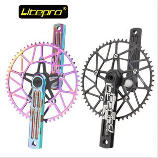 Litepro ขอบ Edgepro จักรยานพับ Crank Set 52-58T สำหรับจักรยานเสือหมอบ DAHON FNHON 412 451 SP8 จักรยานพับจักรยาน จานโซ่จาน ชุดอุปกรณ์จักรยาน