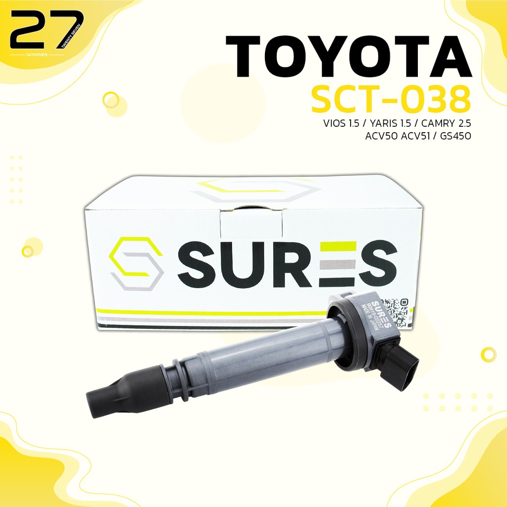 🔥 Flash sale 🔥คอล์ยจุดระเบิด SURES - TOYOTA YARIS 1.2 / VIOS 1.5 G3 13-ON / CAMRY 2.5 12-18 / LEXUS 
