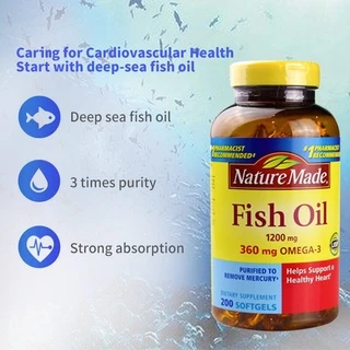 Nature Made Fish Oil ฟิชออย 1200 mg 300 Softgels 360 mg Omega-3 Exp.02/28
