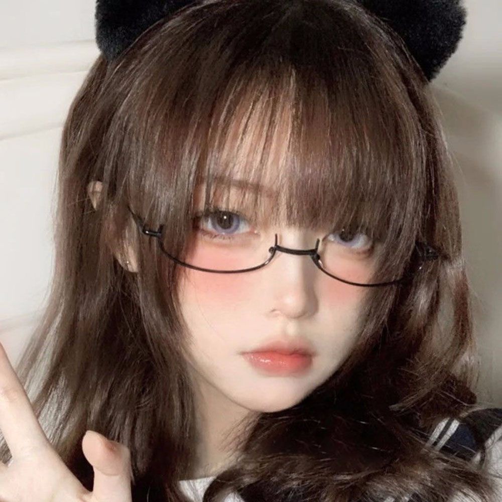 Qqmall น่ารัก วงรี กรอบแว่นตา น่ารัก ตกแต่งการถ่ายภาพ ครึ่งกรอบ แว่นตา กรอบ ไม่มีเลนส์ แฟชั่นเกาหลี ผู้ชาย ปาร์ตี้ แว่นตา วินเทจ กรอบแว่นตา / หลากสี