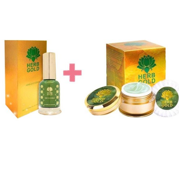 ( ครีมกล่องใหญ่+เซรั่มใหญ่) เซตสุดคุ้มครีมเฮิร์บโกล์ด 30 กรัมสบู่ 50 กรัมในเซต+เซรั่มขนาด 30ml.