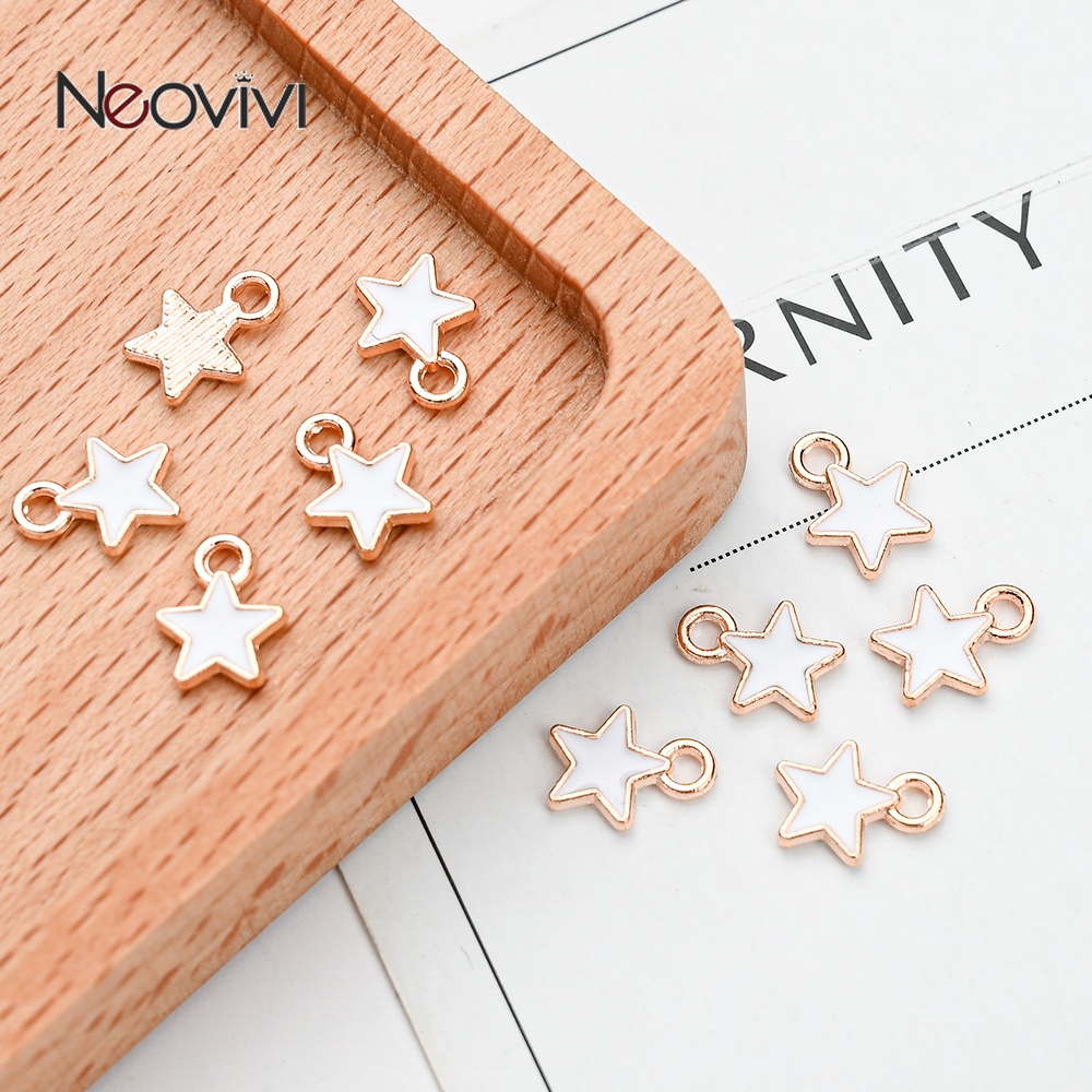 10pcs เคลือบดาว Charm โลหะผสมมินิจี้หยดน้ำมันอุปกรณ์เสริมสำหรับ DIY ทำสร้อยข้อมือสร้อยคอพวงกุญแจเครื่องประดับ