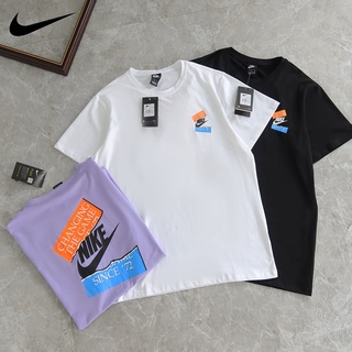 [S-5XL]Nike เสื้อยืดแขนสั้นลําลอง ผ้าฝ้าย 100% ทรงหลวม แฟชั่นบอททอม สําหรับผู้หญิง