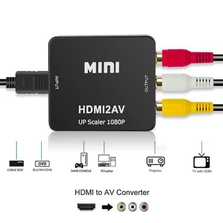 กล่องแปลง HDMI to AV (RCA) / CVBS อะแดปเตอร์ HD 1080 จุดมินิ HDMI2AV กล่องแปลงวิดีโอสำหรับ PS3 VCR ดีวีดี PALMTSC PC