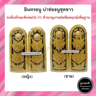 เครื่องหมายข้าราชการ อินทรธนูชุดขาว ชั้นทักษะพิเศษ หญิง/ชาย C9-11 ระดับชำนาญการช่อชัยพฤกษ์เพิ่มฐาน