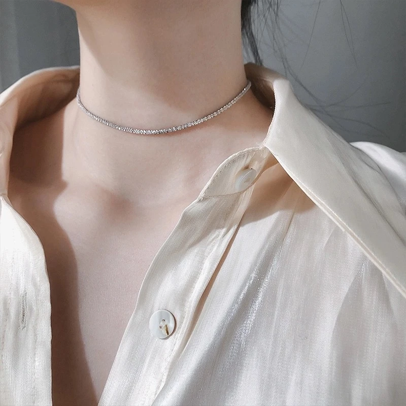 สร้อยคอประกายแวววาว เพชร เรียบหรู สร้อยคอ เครื่องประดับสำหรับผู้หญิง สไตล์เกาหลี N98 B37 R70