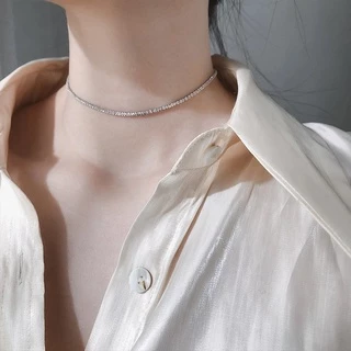 สร้อยคอประกายแวววาว เพชร เรียบหรู สร้อยคอ เครื่องประดับสำหรับผู้หญิง สไตล์เกาหลี N98 B37 R70