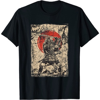 ROUNDคอลูกเรือNeckเสื้อยืด พิมพ์ลาย Samurai Warrior bushido code สีแดง สไตล์ญี่ปุ่น-4XL