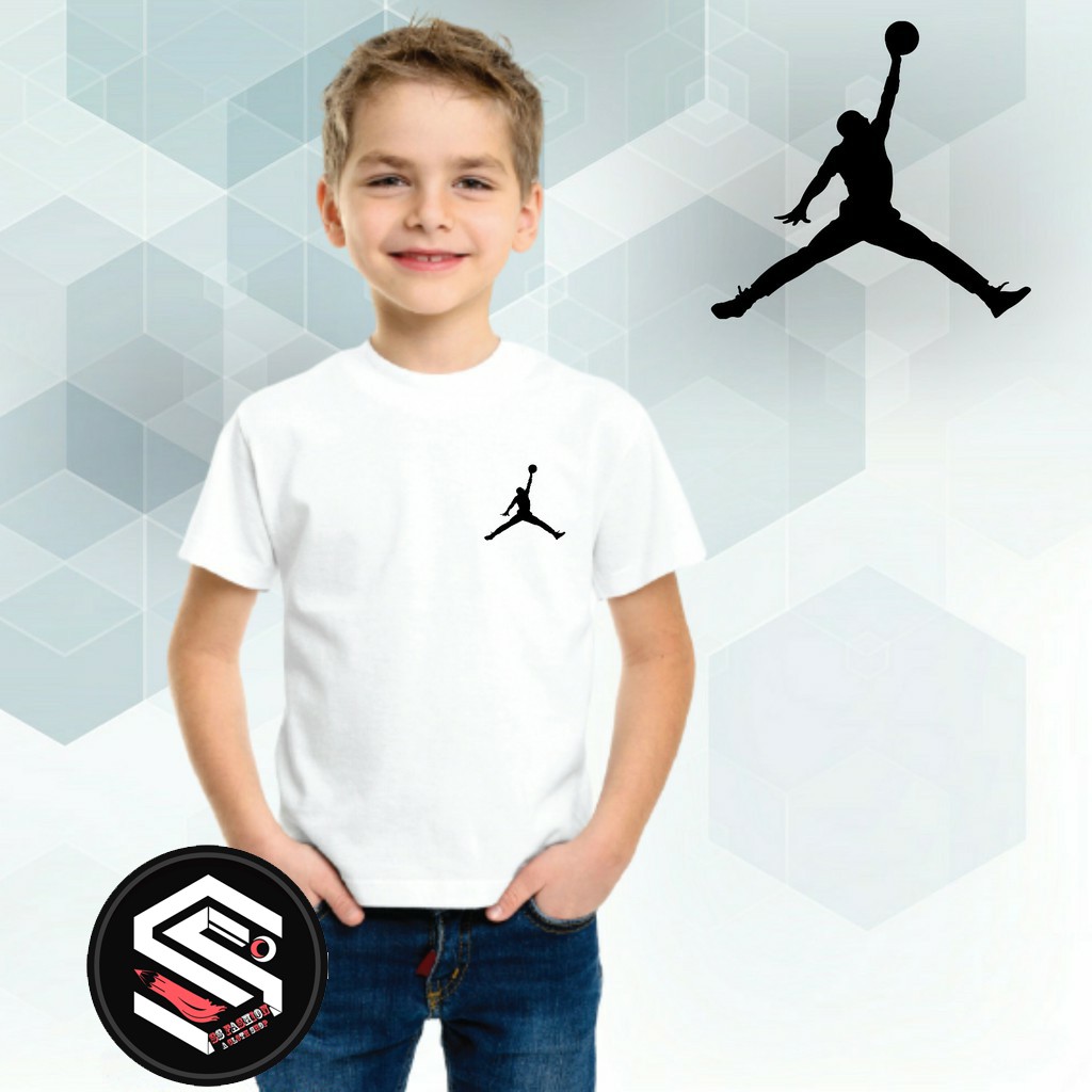 เสื้อยืดพิมพ์ลายยาง>kids UNISEX BOYS AND GIRLS SOFT COMFORTABLE T-SHIRT ผ้าฝ้าย 100% AIR JORDAN LOGO