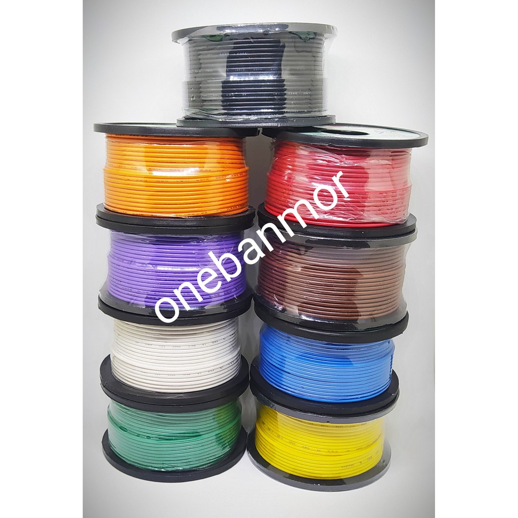สายไฟ ขนาด AWG22 (0.34mm2) ความยาว 100 ฟุต สายไส้สีเงิน (ทองแดงชุบดีบุก) บัคกรีติดง่ายคุณภาพดี
